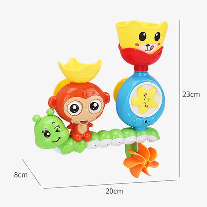 Monkey and Caterpillar Baby Bath Toy with Wall Suction Cup Track - Fun Water Games for Children
