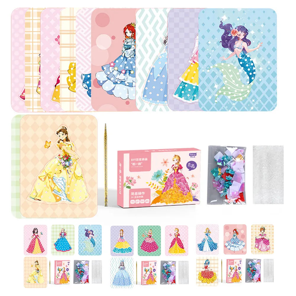Drawing Dress-up Stickers Book DIY Paint Girls Toys Kid Poke Art DIY Toys Princess Handmade Educational Children Learning Gift