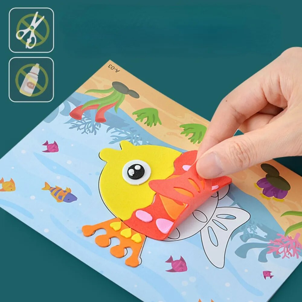 10Pcs 3D EVA Foam Sticker Puzzle Game DIY Cartoon Animal Craft Toys Kids Drawing Toy Learning Education Toys for Children Gifts