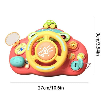 Cartoon Kids Electric Steering Wheel Toy With Lights Music Simulation Driving Car Copilot For Toddler Preschool Interactive Toys