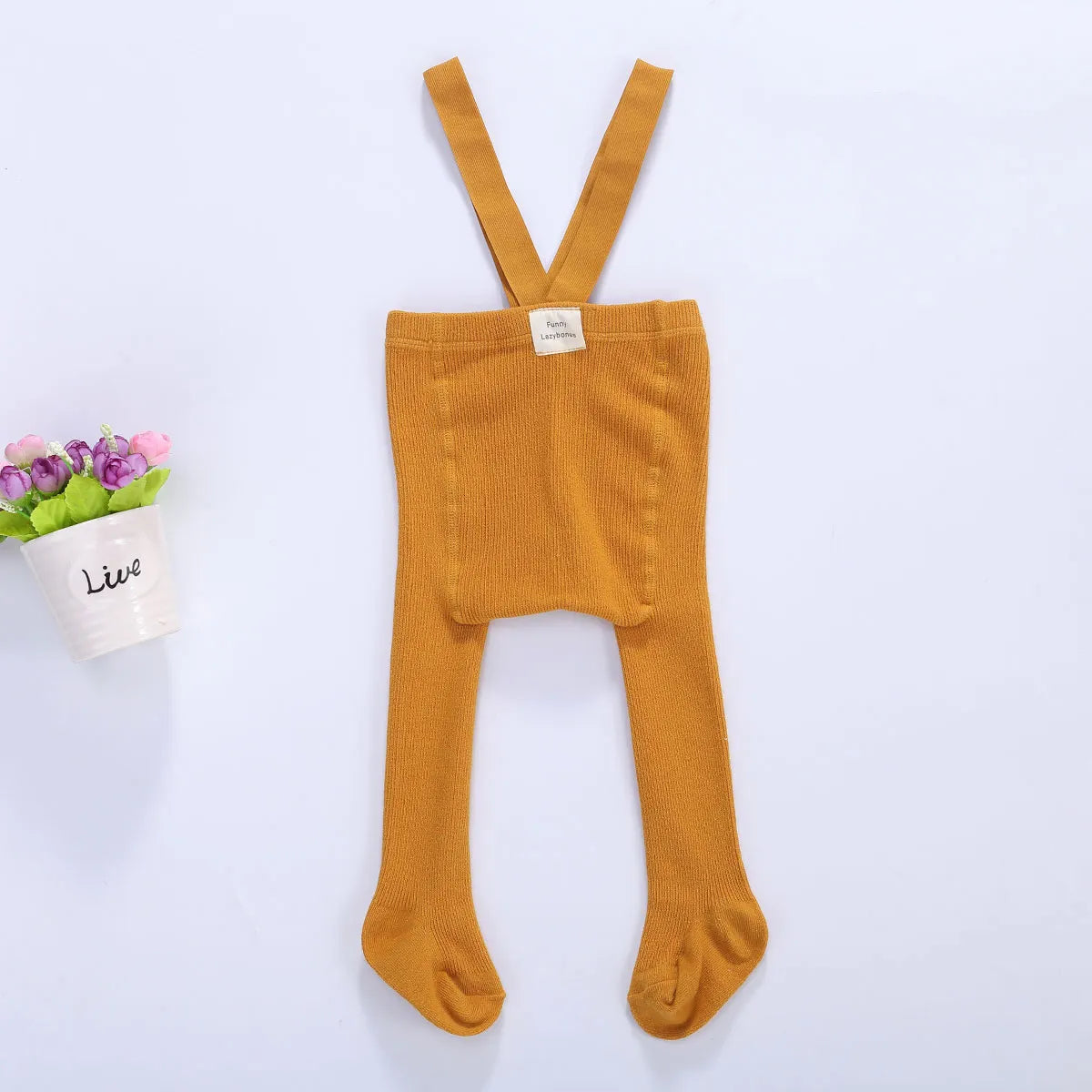 Infant Toddler Suspender Tights Pantyhose - Solid High Waist Overall Legging for Baby Girl Boy (0-24M)