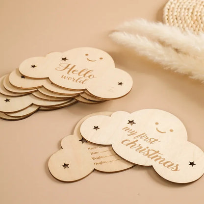 8pc/set Wooden Baby Milestone Cards - Cute Cloud Shape Photography Props, Month Cards Sticker, Newborn Gifts