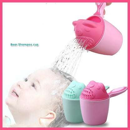 Cute Bear Baby Shower Cap and Bath Accessories Set - Toddler Shampoo Cap, Children's Bath Bucket, Baby Bath Spoon, Shampoo Cup, and Bath Tool