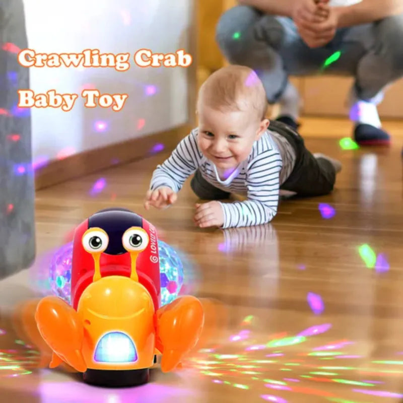 Crawling Crab Baby Toys with Music and LED Light Toddler Interactive Development Toy Walking Tummy Time Toy for Babies Girls