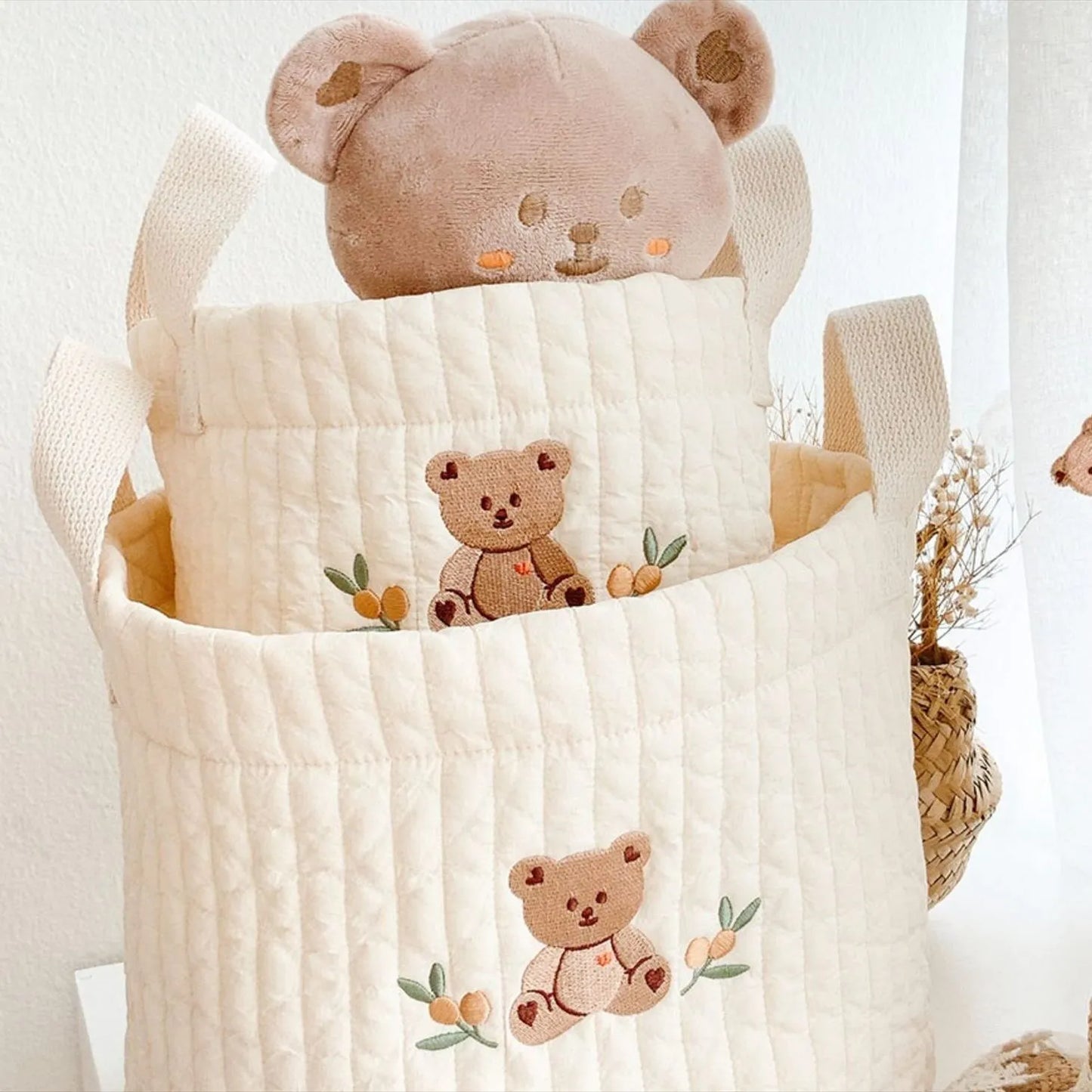 Cute Bear Embroidery Baby Diaper Bag Organizer for Newborn Essentials