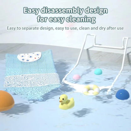 Non-Slip Baby Bathing Bracket with Arc Hook Design - Skin-Friendly - Cute Cartoon Style - 2 Colors - Complete 1 Set