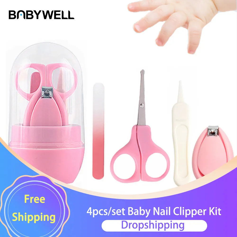 4-Piece Baby Nail Clipper Care Set: Scissors, Trimmer, File with Storage Box