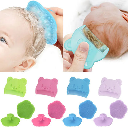 2pcs Infant Head Fat Comb Set - Gentle Newborn Hair Cleaning & Head Massage Tools