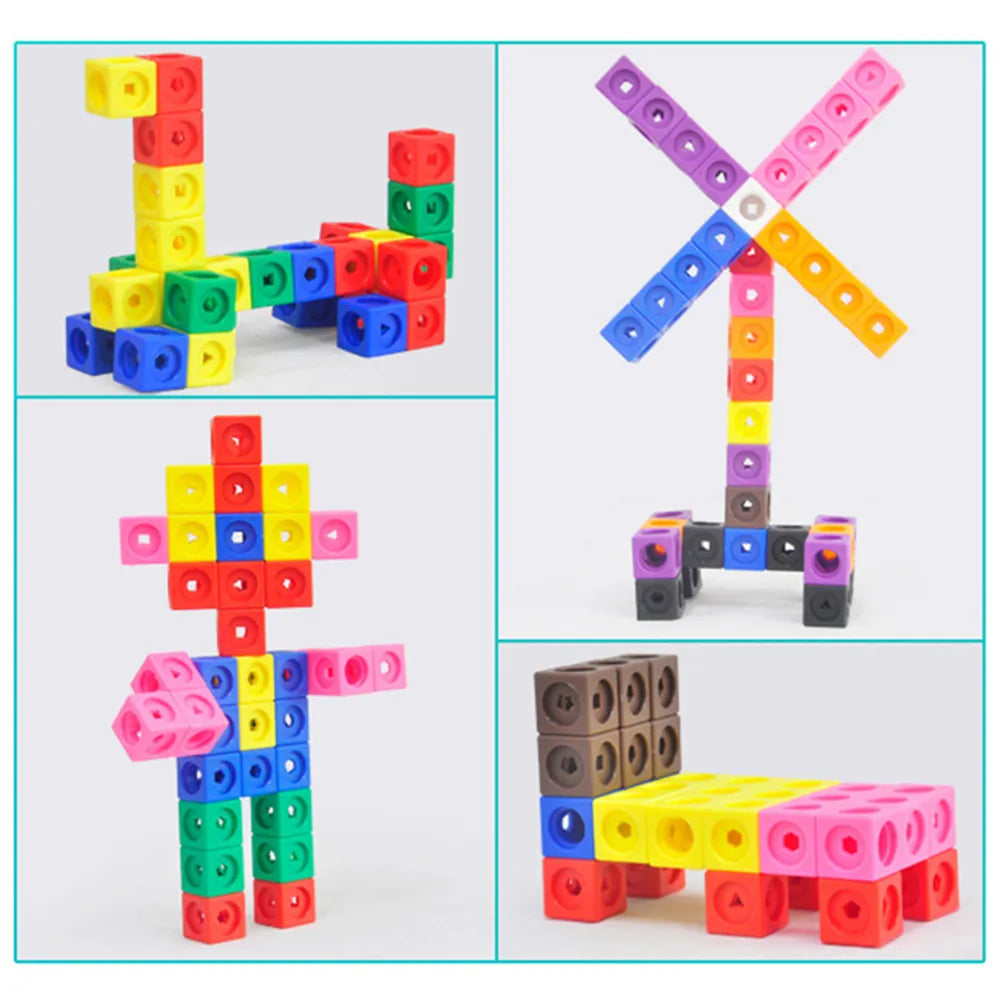 100pcs Math Toys Linking Cubes Numberblocks Interlocking Multilink Counting Blocks Kids Learning Educational Children Toy Gift