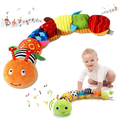 Baby Rattle Musical Caterpillar Worm Soft Infant Plush Toys  Educational Interactive Sensory Toy for Babies Newborn Toddler Gift