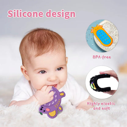 Remote Control Shape Baby Silicone Teether - Gum Pain Relief Teething Toy for Sensory Education