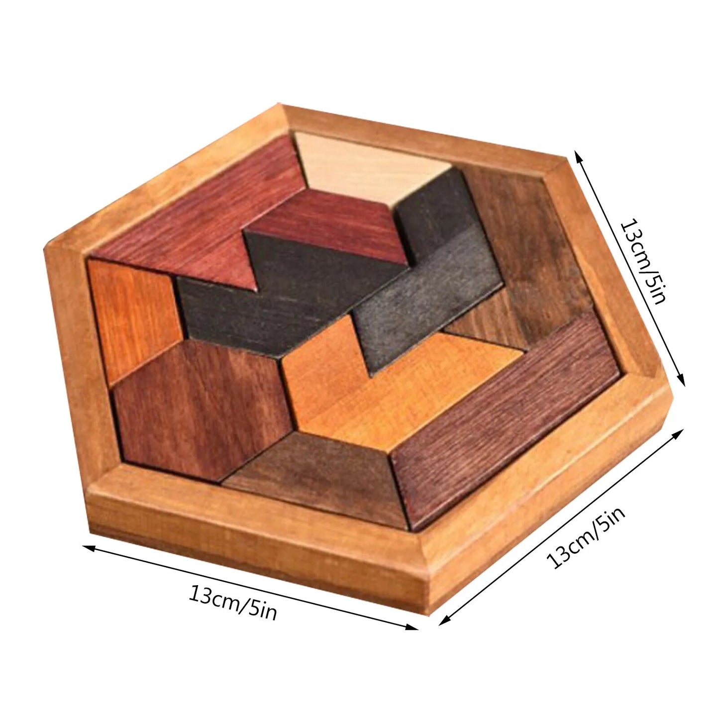 Hexagon Tangram Puzzles Wooden Brain Teaser IQ Game Educational Toys For Childrens Adults Montessori Toys Birthday Gifts