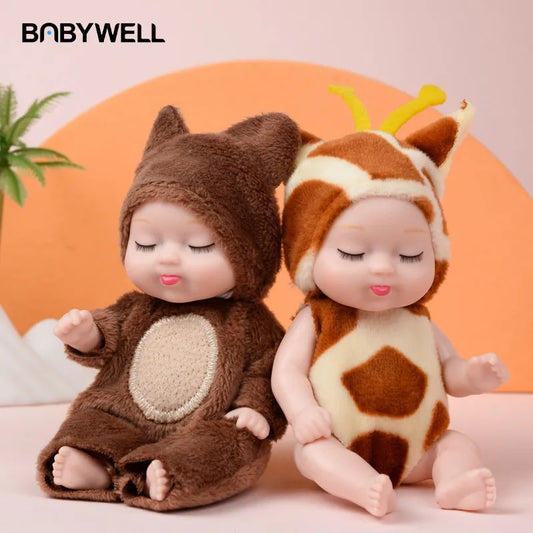 Fashion 11cm Simulation Princess Dolls Toy Mini Cute Sleeping Baby Series Doll Cartoon Animal Toy For Kids Kawaii Dolls Gift