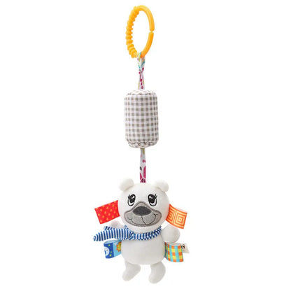 Soft Sensory Hanging Rattles - Plush Animals for Stroller, Crib, and Teething - Babies and Toddlers