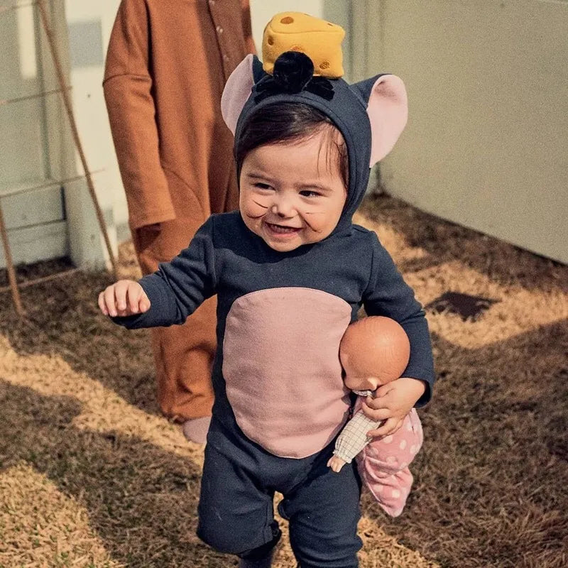 Cute Mouse Design Newborn Baby Bodysuit - Autumn/Winter Fashion for Baby Boys and Girls