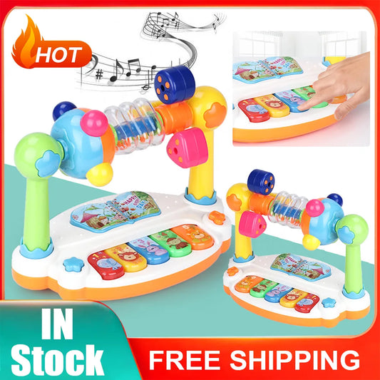 Mini Children Baby Rotating Music Piano with Light Sound Children Educational Toys Cute Teaching Aids Game Gifts for Children