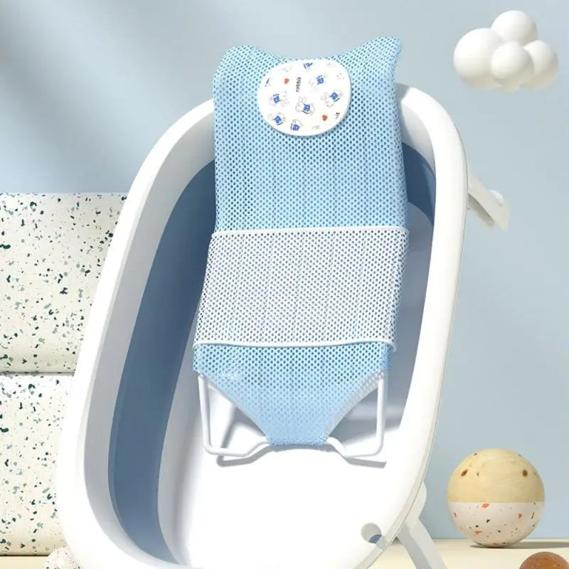 Non-Slip Baby Bathing Bracket with Arc Hook Design - Skin-Friendly - Cute Cartoon Style - 2 Colors - Complete 1 Set