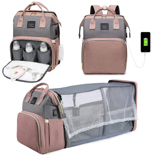 Large Capacity Lightweight Maternity Backpack with 12 Functions - Stylish Baby Diaper Bag and More