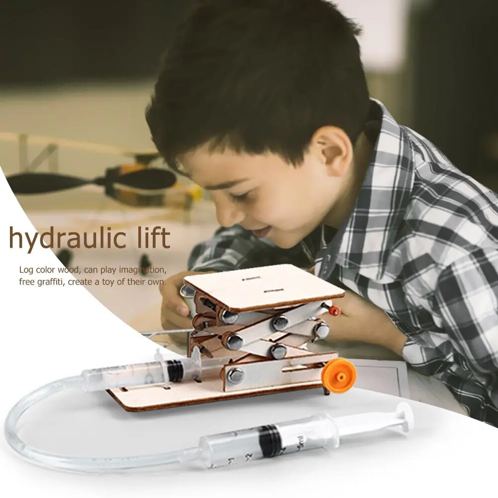 Kids DIY Science Toy Educational Scientific Experiment Kit Hydraulic Lift Table Model Physics School STEM Projects Childrens Toy