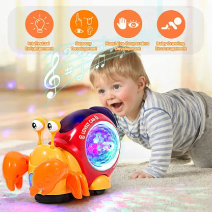 Crawling Crab Baby Toys with Music and LED Light Toddler Interactive Development Toy Walking Tummy Time Toy for Babies Girls