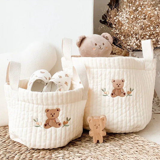 Cute Bear Embroidery Baby Diaper Bag Organizer for Newborn Essentials