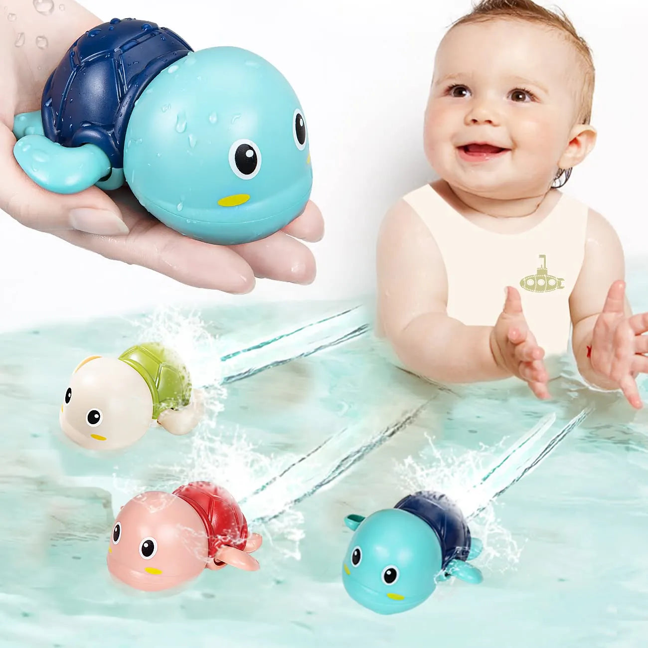 Swimming Turtle & Whale Baby Bath Toys - Fun and Classic Water Play for Kids