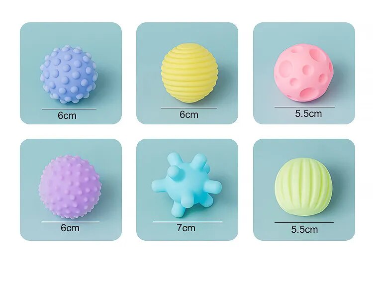 6pcs Textured Multi Ball Set Develop baby's Tactile Senses Toy kids Touch Hand Ball Toys Baby Training Ball Massage Soft Ball