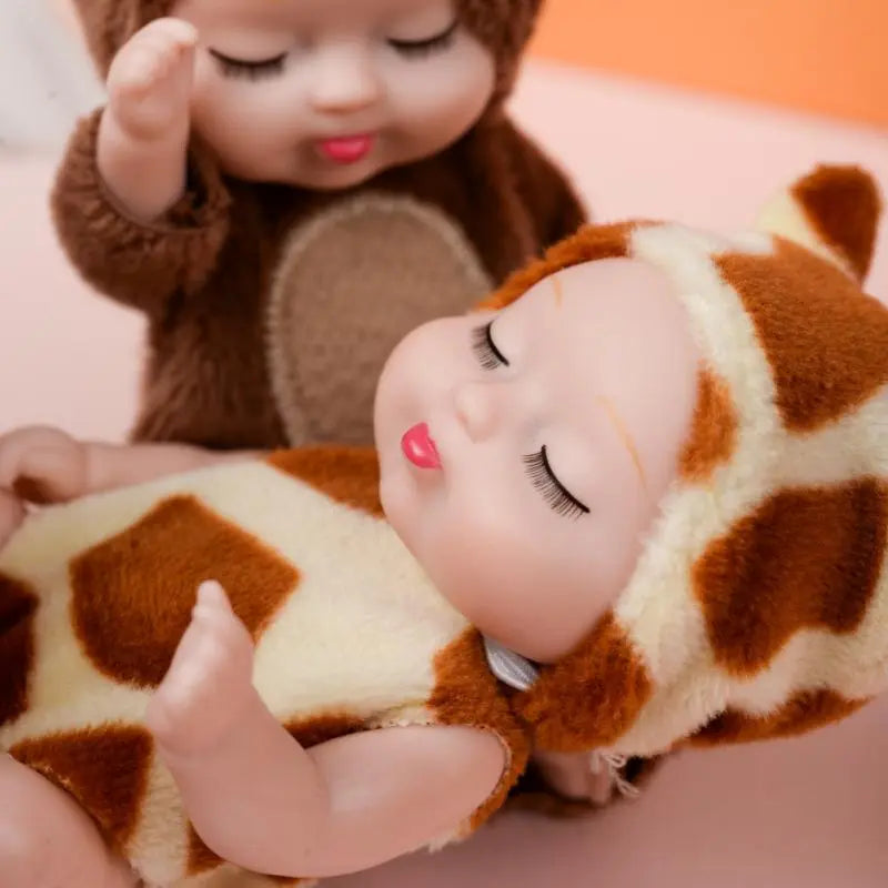 Discover the Charm: Animal Sleeping Dolls - 3.5-inch Mini PVC Baby Dolls